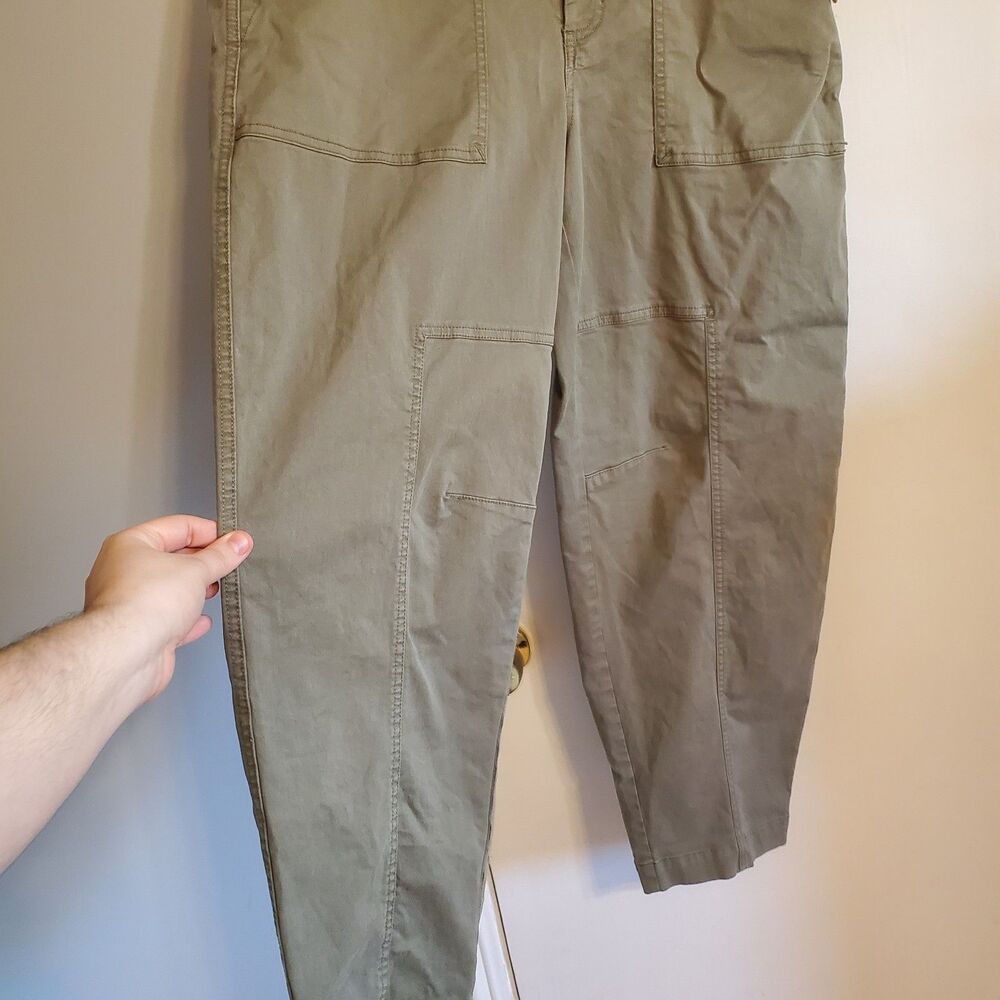 Banana Republic The Barrel Pants Size 14 Long Olive Green Utility Normcore Boho - Picture 5 of 12